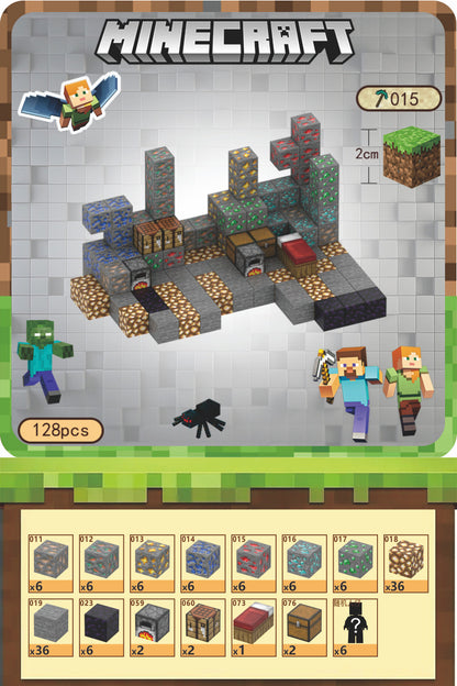 Minecraft magnetische blokjes mineralen huis 128 delig