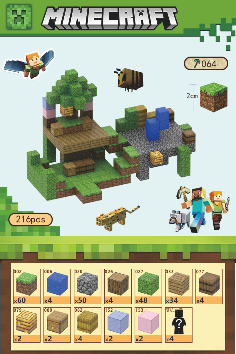Minecraft magnetische blokjes huis met water 216 delig