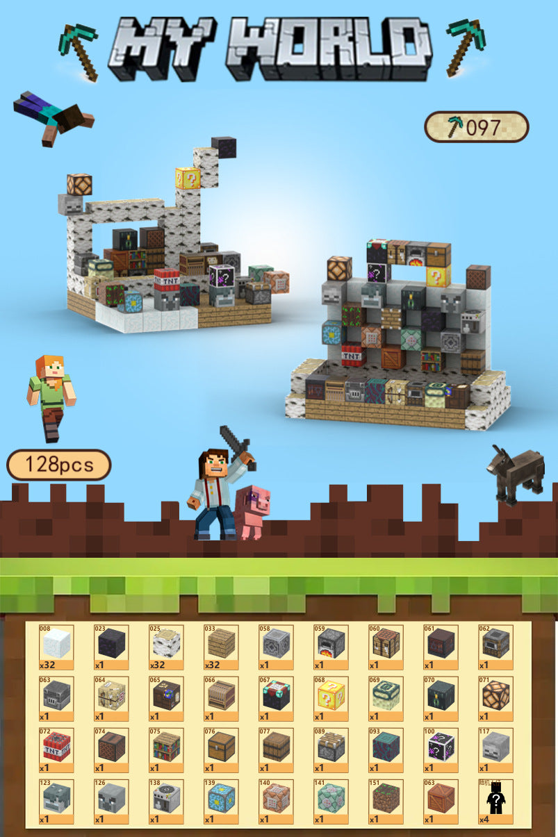 Minecraft magnetische blokjes display 128 delig