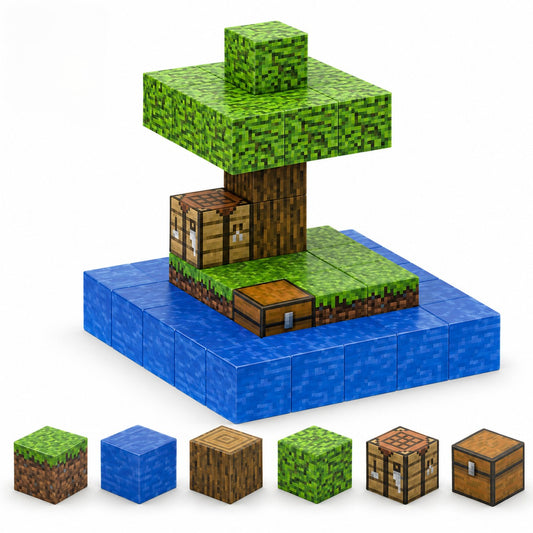 Minecraft magnetische blokjes eiland met boom 38 delig