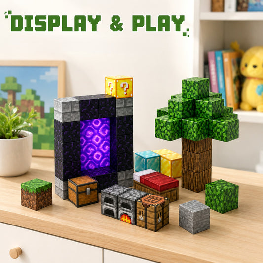 Minecraft magnetische blokjes nether portal met boom 48 delig