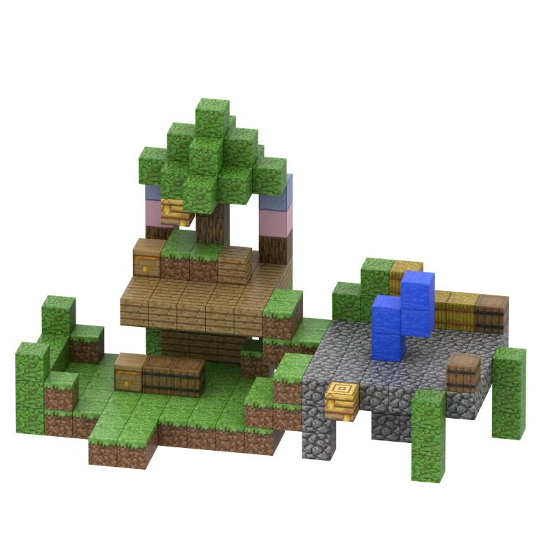 Minecraft magnetische blokjes huis met water 216 delig